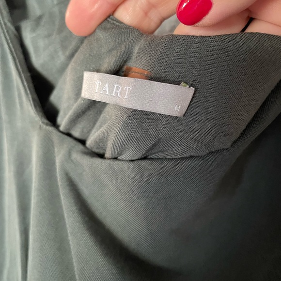 Tart Army Green Criss Cross Back Flowy Blouse, Med - Picture 3 of 5